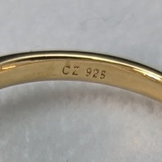 英國復古珠寶方晶鋯石鍍金純銀戒指