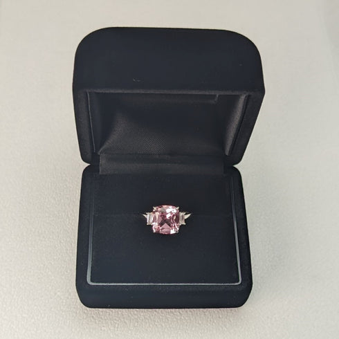 英国ヴィンテージジュエリー ライトピンクジルコニア 純銀リング 指輪