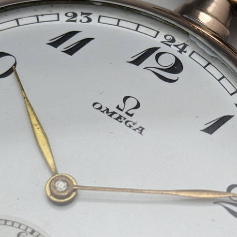 1930年頃 ヴィンテージ オメガ 懐中時計 金張りオープンフェース 動作良好