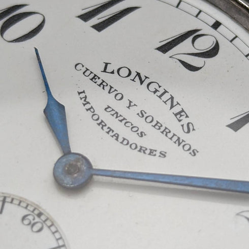 1921年頃 アンティーク ロンジン 懐中時計 ニエロ装飾銀側ケース 動作良好