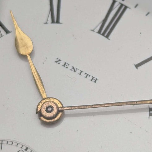 Around 1915 Antique Zenith pocket watch Engraved silver side Hunter Works well