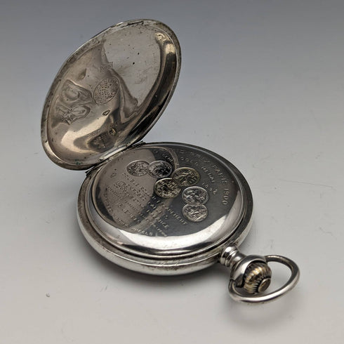 Around 1915 Antique Zenith pocket watch Engraved silver side Hunter Works well