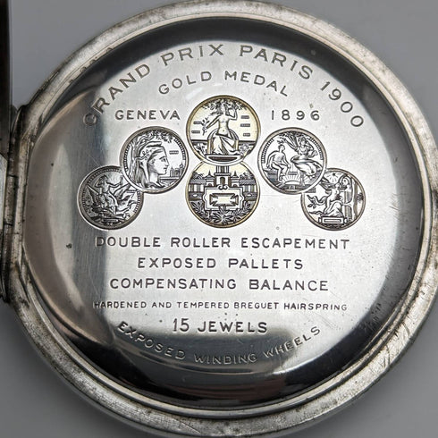 Around 1915 Antique Zenith pocket watch Engraved silver side Hunter Works well