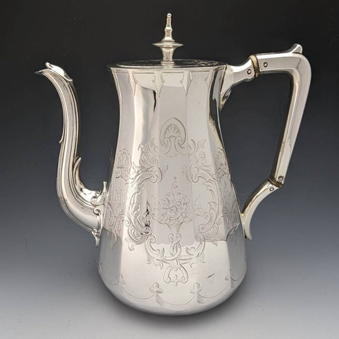 1853年 英国アンティーク シルバープレート製 コーヒーポット Thomas Bradbury & Sons