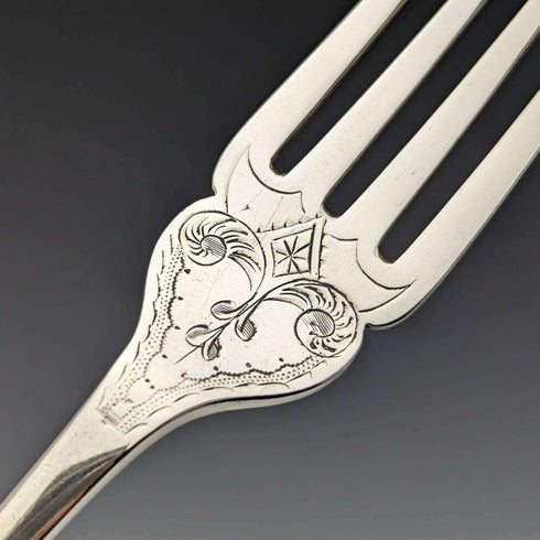 1885 年左右英國古董銀盤魚餐具 6 對套裝 Mappin 和 Webb