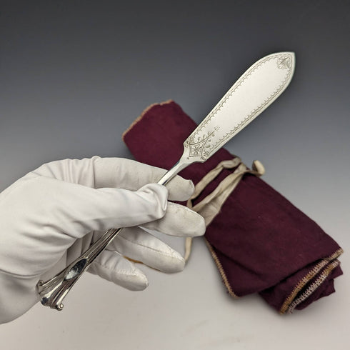 1885 年左右英國古董銀盤魚餐具 6 對套裝 Mappin 和 Webb