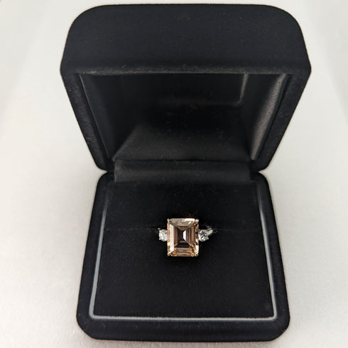 英國復古珠寶桃色立方氧化鋯純銀戒指