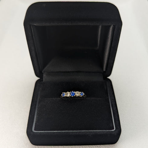 英國復古珠寶藍白石純銀戒指