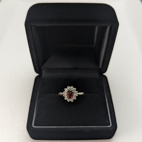 英國復古珠寶紅白石純銀戒指戒指