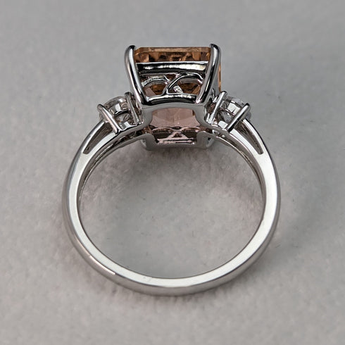 英國復古珠寶桃色立方氧化鋯純銀戒指