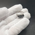 British vintage jewelry dark blue stone & opal 3-row flower silver ring (size 8-9)
