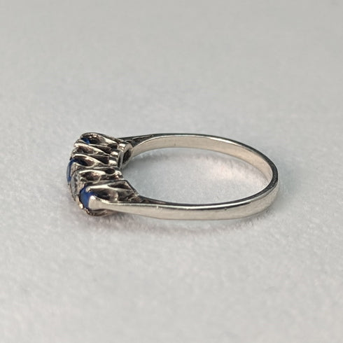 英國復古珠寶藍白石純銀戒指