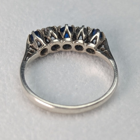 英國復古珠寶藍白石純銀戒指