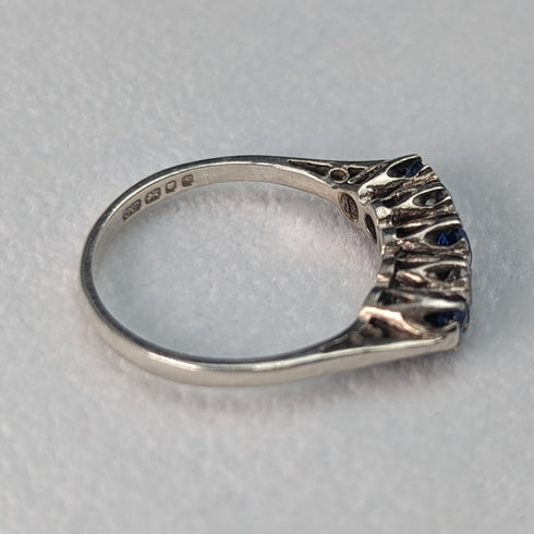 英國復古珠寶藍白石純銀戒指