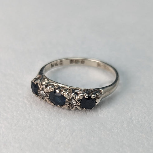 英國復古珠寶黑石純銀戒指