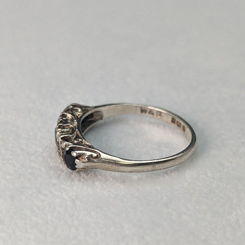 英國復古珠寶黑石純銀戒指