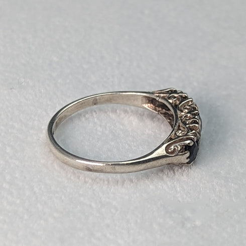 英國復古珠寶黑石純銀戒指