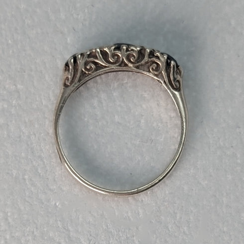 英國復古珠寶黑石純銀戒指