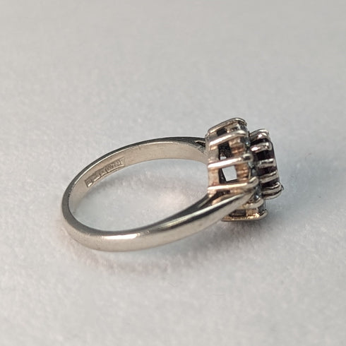 英國復古珠寶紅白石純銀戒指戒指