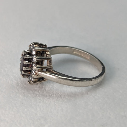 英國復古珠寶紅白石純銀戒指戒指