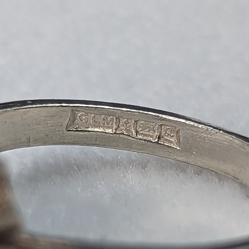 英國復古珠寶紅白石純銀戒指戒指