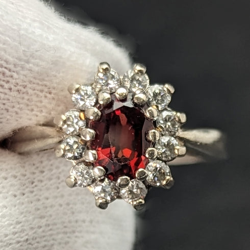 英國復古珠寶紅白石純銀戒指戒指
