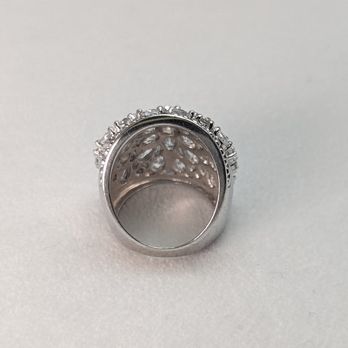 英國復古珠寶立方氧化鋯大號純銀戒指(11 號)戒指