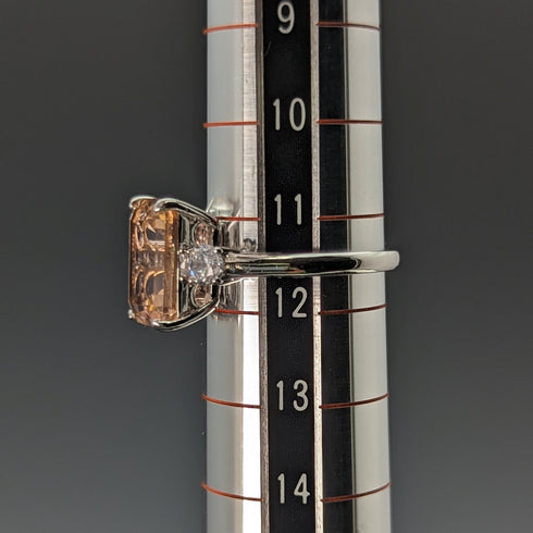 英國復古珠寶桃色立方氧化鋯純銀戒指