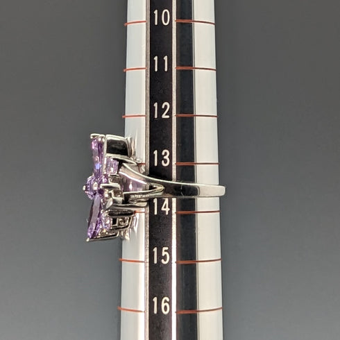 英國復古珠寶紫水晶和氧化鋯純銀戒指