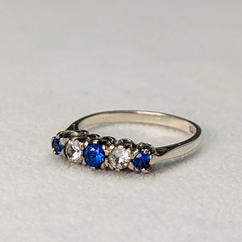 英國復古珠寶藍白石純銀戒指
