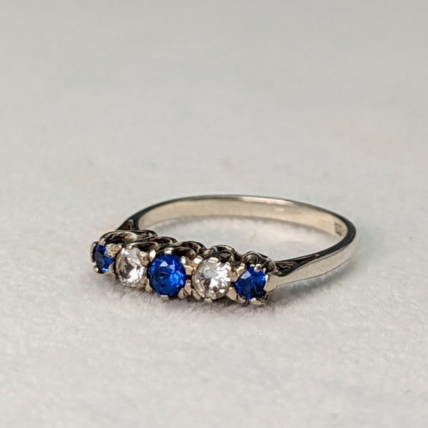 英國復古珠寶藍白石純銀戒指