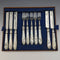 Around 1880 British Antique White Pearl Shell Handle Pure Silver Blade Cutlery 5 Pairs Martin Hall