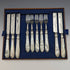 Around 1880 British Antique White Pearl Shell Handle Pure Silver Blade Cutlery 5 Pairs Martin Hall