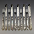 Around 1880 British Antique White Pearl Shell Handle Pure Silver Blade Cutlery 5 Pairs Martin Hall