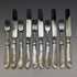 Around 1880 British Antique White Pearl Shell Handle Pure Silver Blade Cutlery 5 Pairs Martin Hall