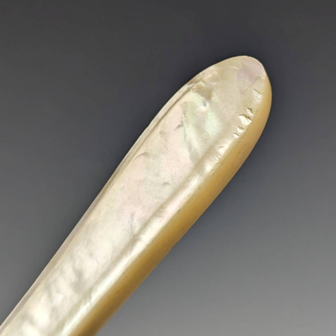 Around 1880 British Antique White Pearl Shell Handle Pure Silver Blade Cutlery 5 Pairs Martin Hall