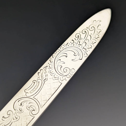 1897 British Antique White Pearl Shell Handle Pure Silver Blade Cutlery 6 Pairs Boxed J Barraclough