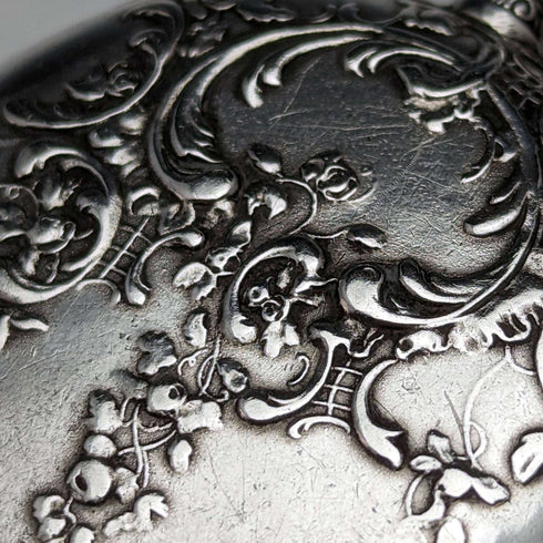 1911年頃 アンティーク ロンジン 懐中時計 彫刻銀側オープンフェース 動作良好