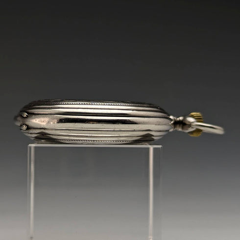 1928年頃 アンティーク ロンジン 懐中時計 彫刻銀側ハンターケース 動作良好