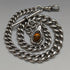 Alrededor de 1900, cadena Albert de plata esterlina antigua británica, extra gruesa de 65 g, con dije de ámbar