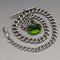 Around 1920 British Antique Sterling Silver Albert Chain 46g Greenstone Rotating Fob
