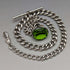Around 1920 British Antique Sterling Silver Albert Chain 46g Greenstone Rotating Fob