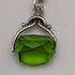 Around 1920 British Antique Sterling Silver Albert Chain 46g Greenstone Rotating Fob