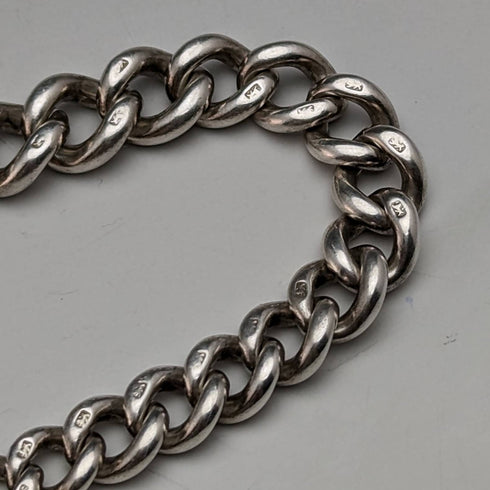 1920 年左右英國古董純銀阿爾伯特鏈 46 克綠石旋轉鑰匙扣