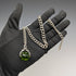 Around 1920 British Antique Sterling Silver Albert Chain 46g Greenstone Rotating Fob