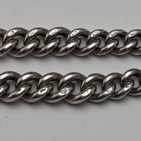 1900 年英國古董純銀雙艾伯特鏈 34 克流蘇飾扣