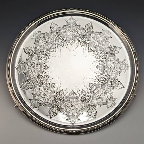 英國古董鍍銀薩爾瓦直徑 30 厘米 Kerr and Phillips