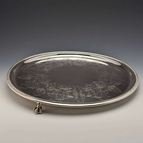 British Antique Silver Plated Salva Diameter 30cm Kerr and Phillips