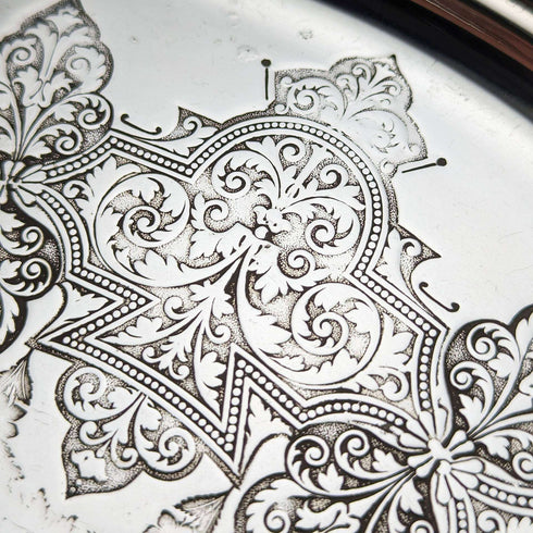 British Antique Silver Plated Salva Diameter 30cm Kerr and Phillips