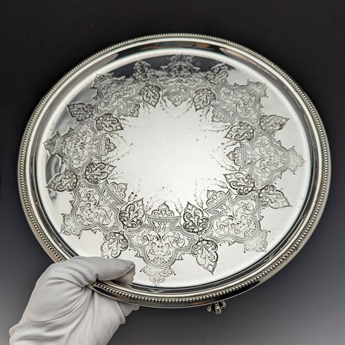 英國古董鍍銀薩爾瓦直徑 30 厘米 Kerr and Phillips